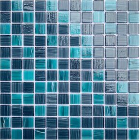 LSDECO 5 Sheets Glass Mosaic Tiles Backsplash, Pool Tiles, 12" x 12" Kitchen Backsplash Tile, Glass Tiles for Bathroom Border Shower Wall (5 Sq.Ft Cobalt Blue)