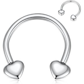 PEAKLINK Push In Horseshoe Septum Jewelry 16G Horseshoe Nose Hoop Ring Titanium Septum Ring Threadless Daith Cartilage Piercing Jewelry Rook Lobe Conch Helix Earring 8 mm 10 mm