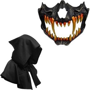 Japanese Half Mask,Tiger Mask,Ye Yaksha Dragon God Black Masks, Resin Skull Scary Horror Ninja Mask Costume Props in Saudi Arabia