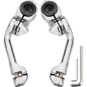 Motorcycle 1.25" Long Angled Highway Footpegs Crash Bar Footrests with Clamps Mounts kit Compatible with Harley Touring Sportster Softail Road Glide with 1 1/4 inch Engine Guard