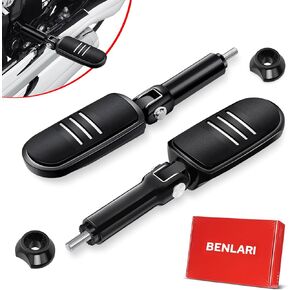Benlari Passenger Foot Pegs Footpegs with Support Mounting Kit Stainless Steel Streamliner Fit for Harley Davidson Softail 2018-2024 (Chorme)