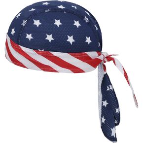 American Flag Pirate Bandana Skull Caps Cooling Dew Rags Helmet Liner Wicking Do Rags Head Wrap for Men and Women