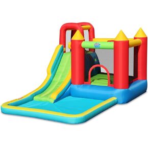 Action Air Inflatable Bounce House with Blower, Big Bouncy Area and Slide, Durable & Extra Thick Bouncy Castle for Kids, Indoor/Outdoor Fun, Easy Setup, Safety Netting & Carrying Bag Included