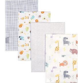 Trend Lab Woodland Wonder 4 Pack Flannel Blankets - Bear Crossings - Blue, Brown, Gray, White; Buffalo Check - White, Gray; Woodland Gnomes - White, Red, Gray, Brown, Blue