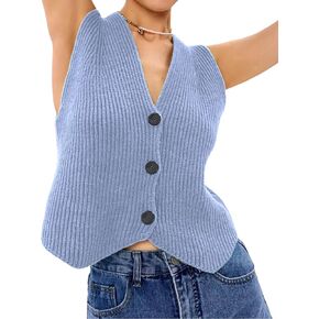 Athlisan Womens Casual V Neck Sweater Vest Sleeveless Button Down Knit Cardigan Vest Tank Tops