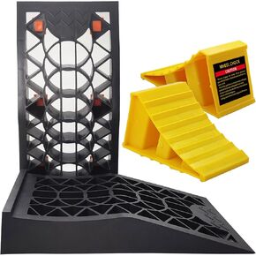 Low Profile Car Ramps for Lift 2.41'' and Vehicle Maintenance Oil Changes Portable Anti-Slip Ramp Special for Lower Cars Vehicle Maintenance for Garage, with 2 Wheel Chocks