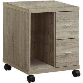 Monarch Specialties I Reclaimed-Look 2 Drawer Computer Stand/Castor, Dark Taupe