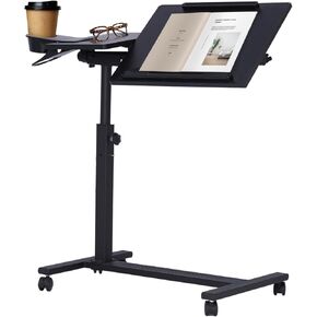 Mobile Laptop Stand Height Adjustable Laptop Stands with Wheels Rolling Laptop Tray Cart with Tilting Tabletop for Classroom, Office, Church, Height Adjustable from 24'' to 38''