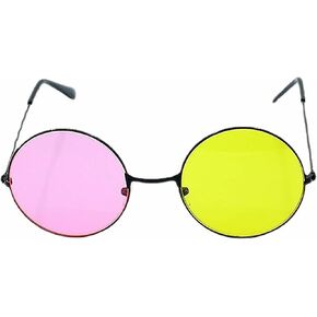 Qmorech Spamton Cosplay Glasses Anime Spamton Pink Yellow Circular Sunglasses Prop Accessories