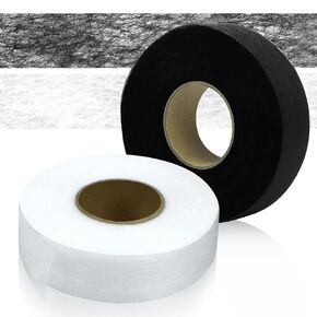 2 Roll Hem Tape, Iron on Hemming Tape for Pants, 1 Inch x 109 Yard Fabric Tape for Clothes, Light Weight Adhesive Web for Curtains, Black & White