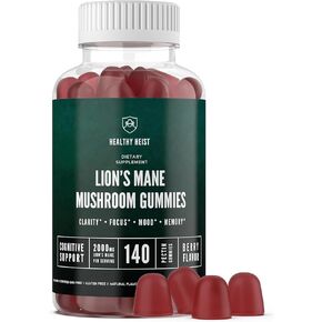 Lions Mane Mushroom Gummies for Adults, 280 Count Bulk Lion's Mane Chewables, High Potency 10:1 Organic Extract amounts to 2000mg, Supplement Supports Mental Clarity, Focus, Mood and Brain Fog, 2 Pack