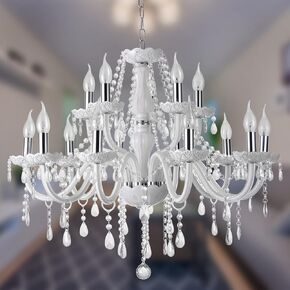 K9 Black Crystal Chandelier, 15-Light Crystal for Chandelier Elegant Raindrop Light Fixture Gothic Style Luxurious Candle Chandelier for Dining Room, W31 x H25.6 with 11.8" Adjustable Chain.