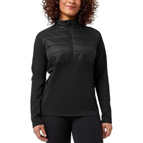 32 DEGREES Women's Mixed Media Half Zip Pullover Jacket (Black -X-Large)