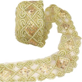 Beaded Lace Trim Silver Lace Ribbon Applique Sequin Lace Mesh Trim Sewing Supplies for Clothing Decorating