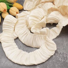IDONGCAI Ruffle Lace Trim 5 Yards Pleated Edge Trim Hem Lace for Sewing (White)