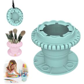 Collapsible Brush Cleaning Rinse Cup, Brush Holder with Palette and Cleaning Cup, Integrated Silicone Brush Holder for Acrylics, Watercolors, Oils and Water-Based Paints (Purple)