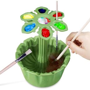 SOTER Paint Brush Cleaner All-In-One Solution For Artists - Includes Paint Brush Holder, Rinse Cup, And Paint Palette Your Ultimate Artistic Companion! (Lavender)