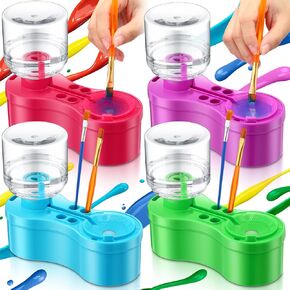 4 Pcs Paint Brush Cleaner Brush Rinser 5-in-1 Paint Brush Rinser with Drain and Brush Holder Water Circulation Water Painting Supplies for Acrylic