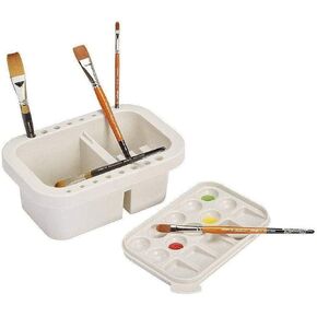 KINGART 902 Multi-Purpose Rectangular Brush Basin with Built In Sealable Painting Palette