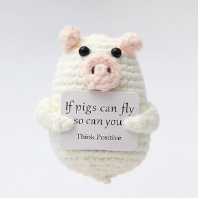 Emotional Support Pickle, Positive Pickle, Emotional Support Crochet, Emotional Support Animal (D-White Piglet)