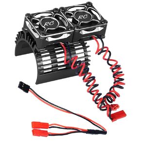 RC Motor Cooling Fan Upgrades Part 1/8 RC Car 40mm 42mm Brushless Motor,Motor Cooling Fans Surpass Hobby Twin 30mm RC Car Motor Fan with Metal Cover 4068 4274 Brushless Motor Heatsink,Red