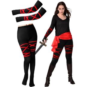 قطعتان من إكسسوارات زي النينجا الهالوين وشاح مطبوع وأكمام أذرع للنساء فستان تنكري للهالوين in Kuwait