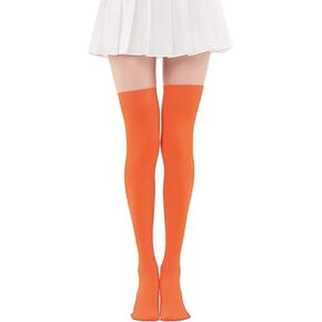 Halloween Orange Over Knee Long Stockings for Cosplay Costume Party Extra Thickened and Lengthened Leg Warmer Knee High Socks Tights High