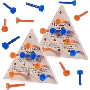Thinp 2 Packs Wooden Triangle Peg Games, Tabletop Games Triangle Wooden Board Game Family Board Game Strategy Toy Travel Games Family Fun Triangle Puzzle Wooden Strategy Toy for Adults Teens