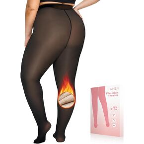 Plus Size Fleece Lined Tights Women,Warm Pantyhose Leggings Women,Fake Translucent Thermal Skin Colored Tights Winter.