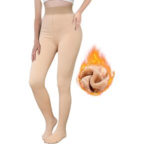 EXQUISLIFE Fleece Lined Tights Sheer Women - Fake Translucent Warm Pantyhose Leggings Sheer Thick Tights, for Winter