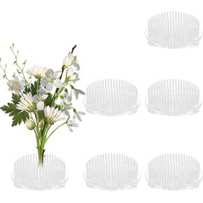 DAJAVE 6 Pack 2.75 Inch Plastic Flower Frog Pin Holder, Clear Round Flower Arranger Holder with Suction Cup, Japanese kenzan Flower Frog Flower Holder for Flower Arrangement and Decoration