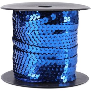 100 Yards Flat Sequin Strip, Flat Glitter Sequin Trim Bling Fabric Paillette Ribbon Trim Metallic Stretch Sequin Crafts Sequin Lace for Dress Embellish Sequin Fringe Sewing(Navy)