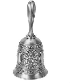 Alnicov Brass Hand Bell,Vintage Metal Call Bell Wedding Bell Temple Bell(Silver)