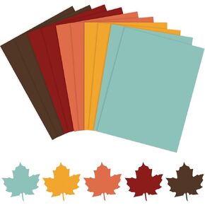 AnyDesign 50 Sheet 12 x 12 Inch Assorted Autumn Colored Card Stock Paper Red Yellow Green Brown Scrapbook Paper for Fall Thanksgiving DIY Maple Leaves Card Making School Office Home Supplies, 65lb