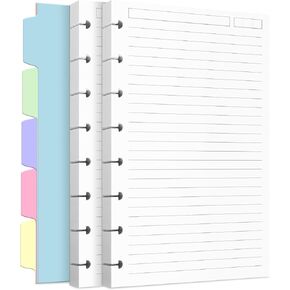 Discbound Refill Paper, Disc Paper Refill for Note-Taking System Discbound Planner Inserts with 240 Pages, 5 Sheets Dividers,White Paper Refill, Letter Size 8.5" x 11 "