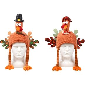 2 Pack Turkey Hats for Thanksgiving, Dress-up Party, Thanksgiving Decoration, Role Play, Carnival, Cosplay, Costume Accessories