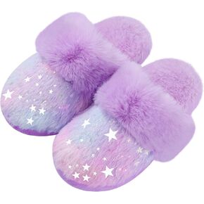 Girls Plush House Slippers Fluffy Multicolor Mermaid Slippers, Cute Faux Fur Slip-on Shoes Memory Foam House Slipper in Kuwait