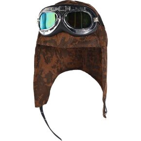 Party City Aviator Hat & Goggles Accessory Set Costume for Adults - Costume Includes Brown Faux Suede Bomber Hat & Goggles with Tinted Lenses - Costumes for Halloween, Birthday Parties & Themed Events in Kuwait