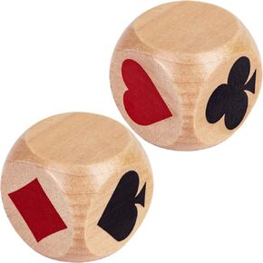 Double Trump Marker Dice Big Size 1.57''(4cm) Trump Indicator,Trump Suit Dice,Wooden Dice Cube,Lucky Dice,Great Tools for Euchre Pinochele Playing Cards,Great Euchre Gift for Bridge Cards