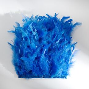 Blue Turkey Feather Trim Fringe for DIY Dress Skirt Crafts，Feathers Trim by The Yard Width 4-6 inches Costumes Decoration per Pack of 2 Yards
