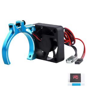 RC Motor Cooling Fan with Thermal Sensor Aluminum Clamp Heatsink fit 4268 4274 Brushless Motor for 1/8 1/10 Truck Buggy Crawler 42mm Motors (Black)