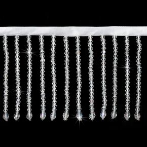 AWAYTR 1 Yard Crystal Beaded Fringe Trim - 3.5in Wide Sewing Beaded Fringe for Curtain Lampshades and Dress Clothing (Black)