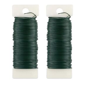 2 Pack Floral Wire 22 Gauge Floral Flexible Paddle Wire 38 Yards Green Flower Wire for Crafts Floral Flower Arrangements for Garland Wreaths Wire for Christmas Tree DIY Wreath Florist Wire (Green)