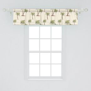 Ambesonne Cottagecore Valance & Tier Curtain 3 pcs Set, Neutral Boho Tender Leafy Flowery with Plaid and Oriental Ornaments, Window Treatments for Kitchen Room Decor, 55" x 24", Off White Grey Yellow