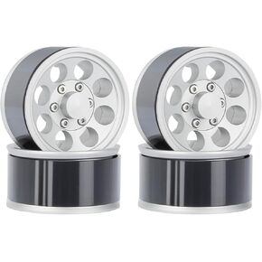 4PCS 1.55 inch Metal Beadlock Wheels Hub RC Aluminum Alloy Wheel Rim Replacement for Axial D90 TF2 Tamiya CC01 LC70 LC80 JIMNY 1/10 RC Crawler Car Upgrade Parts (Black)