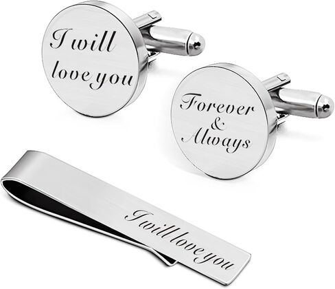JUOOE Personalized Cuff Links for Men Tie Clip Set - Father of the Bride/Groom Gift - Wedding Jewelry Cufflinks Groomsmen Gifts Keepsake Gift for Dad in Kuwait