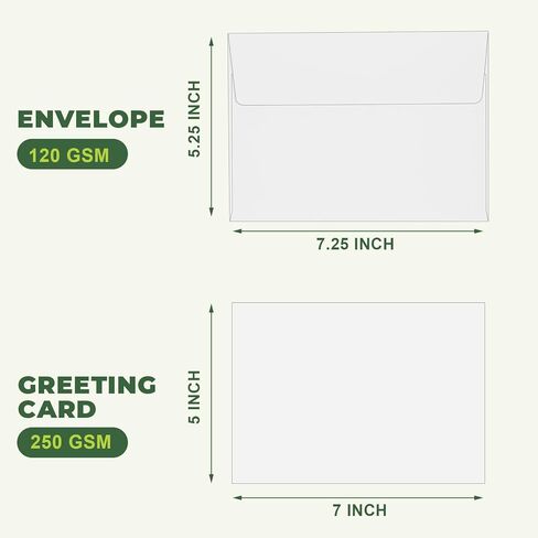 Blank White Cards and Envelopes,100 Pack 5x7 Inch Heavyweight Folded Cardstock and A7 Envelopes for Greeting Cards, Invitations, Wedding, Baby Shower, Birthday, Thank You Cards in Saudi Arabia