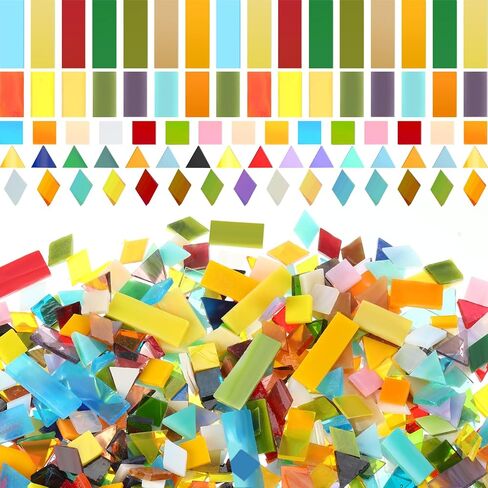 XunYee 3000 Pcs Mosaic Tiles, Glass Mosaic Tiles for Crafts Bulk, Stained Mosaic Glass Pieces, Mosaic Supplies for Home Decoration, Art Crafts, DIY Projects (Assorted Colors and Shapes) in Saudi Arabia