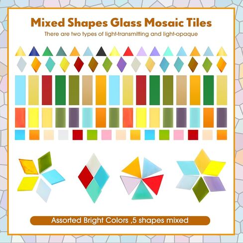 XunYee 3000 Pcs Mosaic Tiles, Glass Mosaic Tiles for Crafts Bulk, Stained Mosaic Glass Pieces, Mosaic Supplies for Home Decoration, Art Crafts, DIY Projects (Assorted Colors and Shapes) in Saudi Arabia
