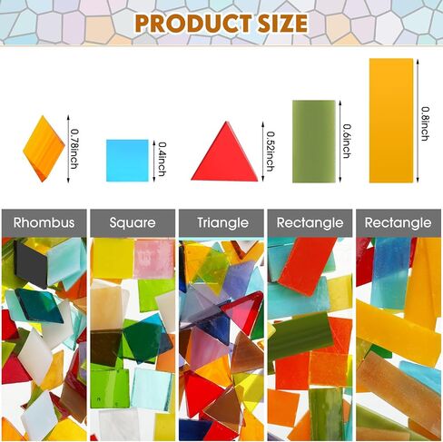 XunYee 3000 Pcs Mosaic Tiles, Glass Mosaic Tiles for Crafts Bulk, Stained Mosaic Glass Pieces, Mosaic Supplies for Home Decoration, Art Crafts, DIY Projects (Assorted Colors and Shapes) in Saudi Arabia